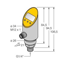 TURCK Pressure sensorс 2-мя транзисторными переключающими PNP/NPN выходами - PS01VR-304-2UPN8X-H1141 6833450