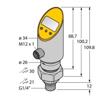 TURCK Датчик давления (вращаем.)с 2-мя транзисторными переключающими PNP/NPN выходами - PS025V-504-2UPN8X-H1141 6832681