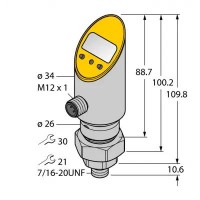 TURCK Датчик давления (вращаем.)с 2-мя транзисторными переключающими PNP/NPN выходами - PS400R-505-2UPN8X-H1141 6832702