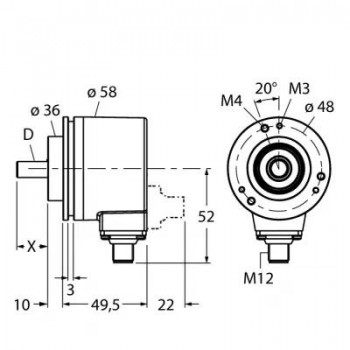 TURCK Измерение характеристик вращенияАбсолютный энкодер/ Multiturn - RM-28S10C-3C25B-H1181 1545239