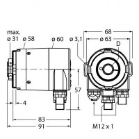 TURCK Измерение характеристик вращенияАбсолютный энкодер/ Multiturn - RM-36B12E-9A28B-R3M12 1544445