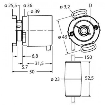 TURCK Измерение характеристик вращенияАбсолютный энкодер/ Multiturn - RM-50H10E-3C24B-CT 1M 1544525