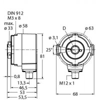 TURCK Измерение характеристик вращенияАбсолютный энкодер/ single-turn - RS-31H12E-3C13B-H1181 1544424