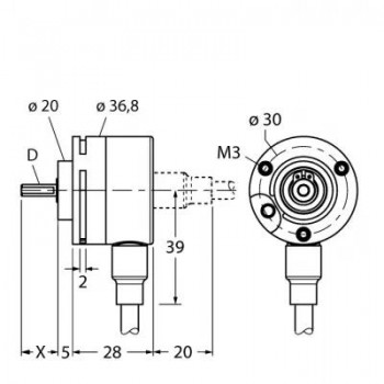 TURCK Измерение характеристик вращенияИнкрементальный энкодер - Ri-08S6S-2F1024-C 1M 1544062